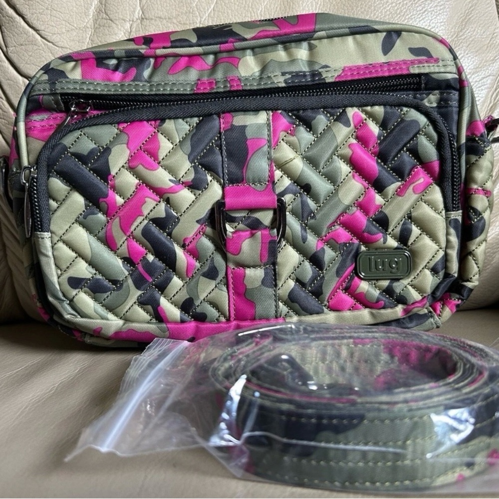 Lug Carousel Crossbody Belt Bag Purse Camo Pink EUC